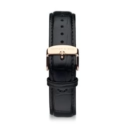 Leather Strap Black Croco Leather Rose Gold