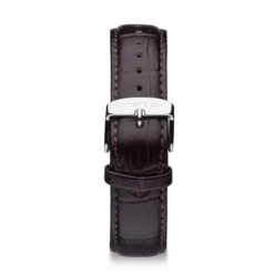 Leather Strap Dark Brown Croco Leather Silver