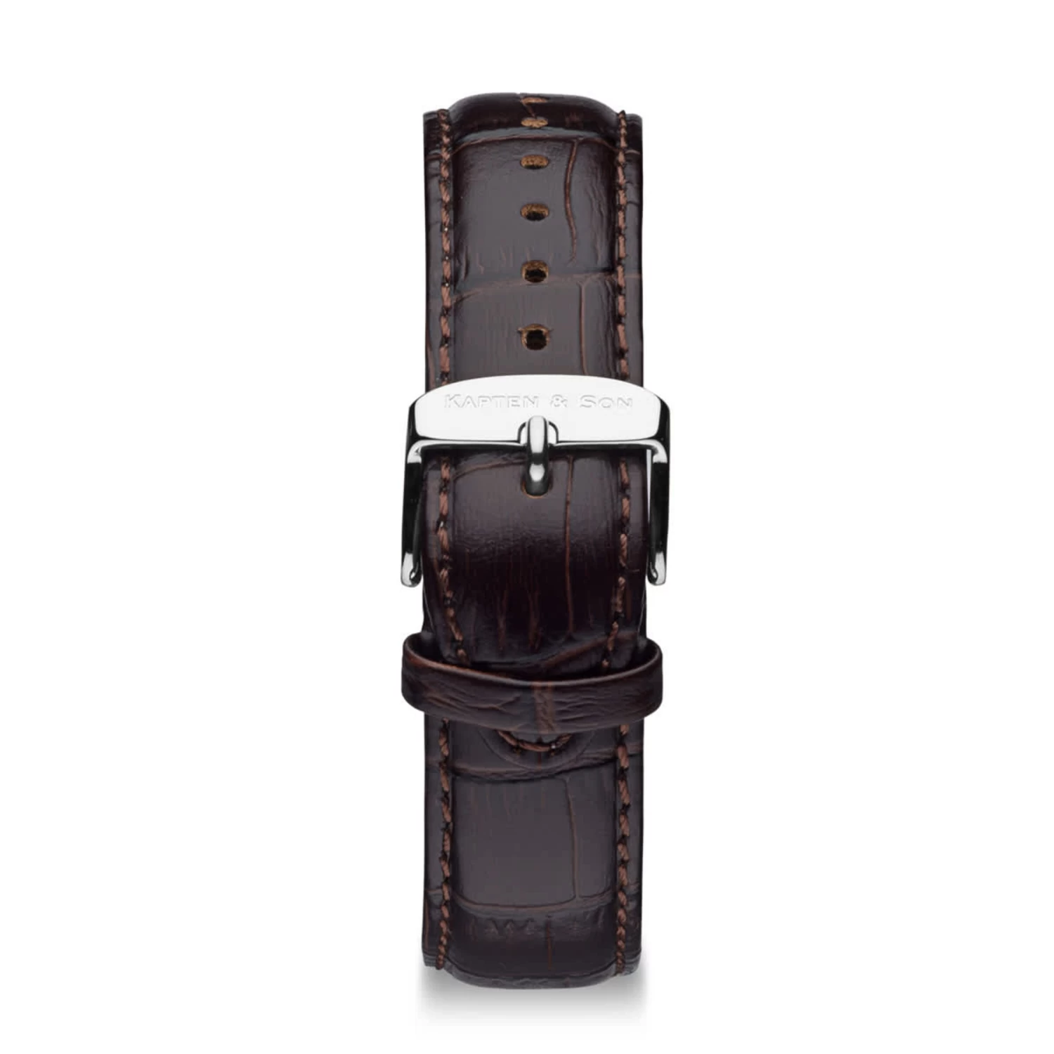 Leather Strap Dark Brown Croco Leather Silver 3 Leather Strap Dark Brown Croco Leather Silver